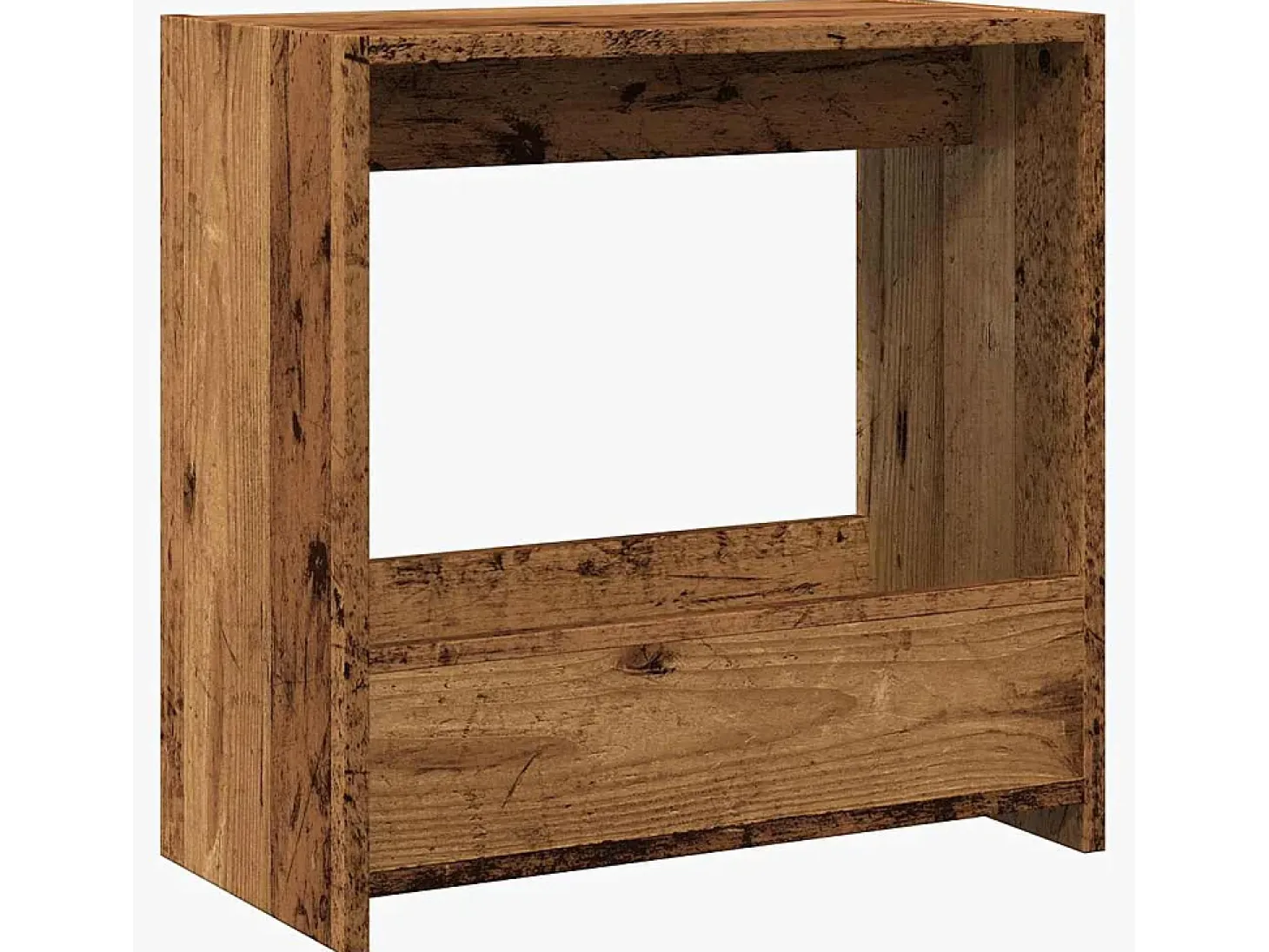 Mesa auxiliar de madera contrachapada envejecida 50x26x50 cm