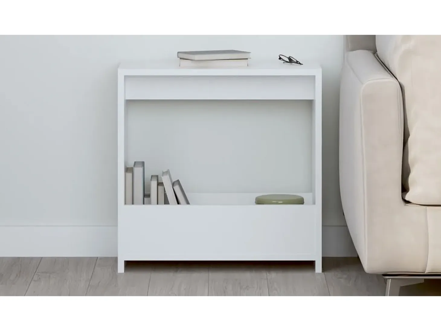 Mesa auxiliar de madera contrachapada blanco 50x26x50 cm