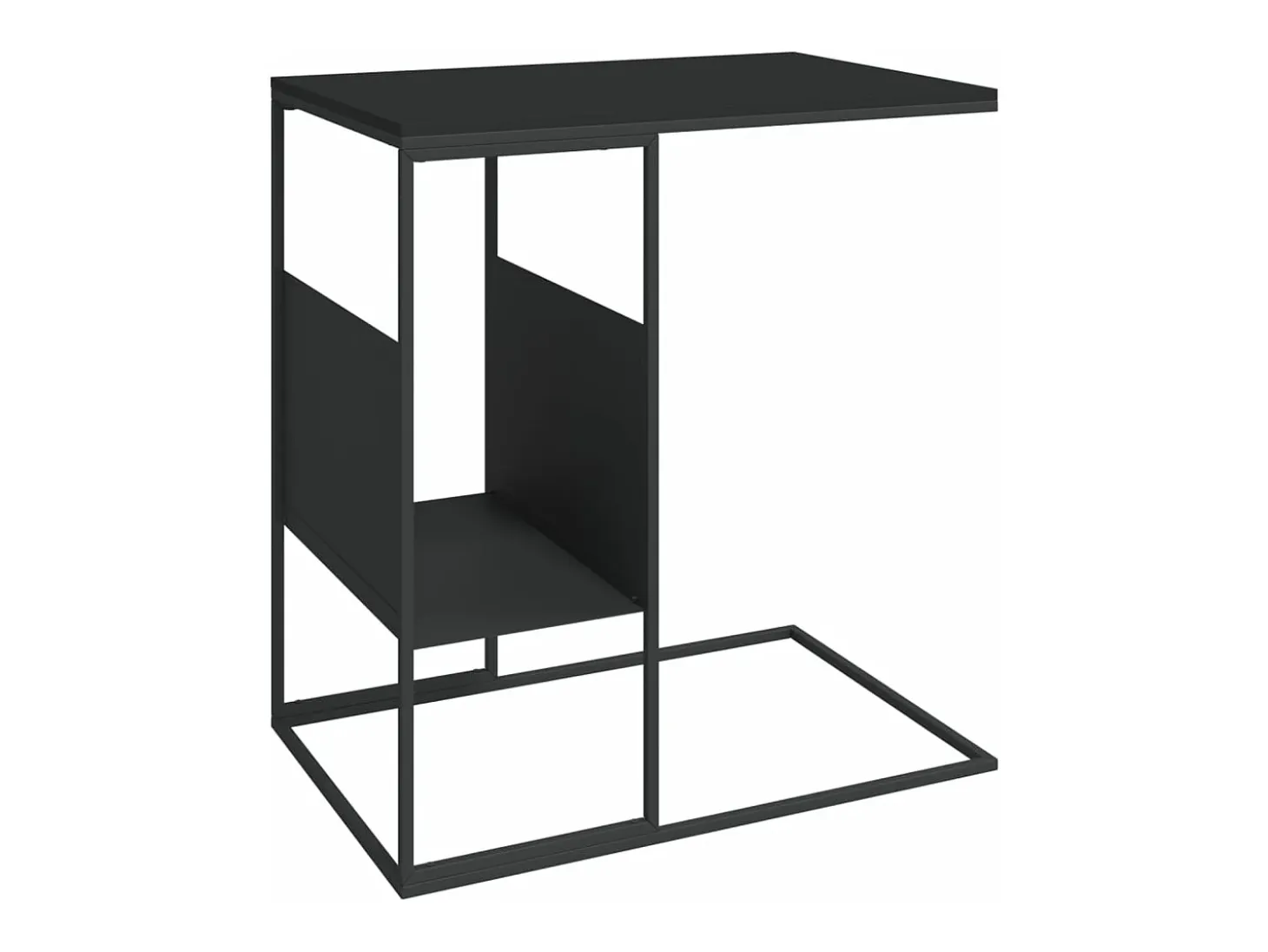 Mesa auxiliar de madera contrachapada negra 55x36x59,5 cm