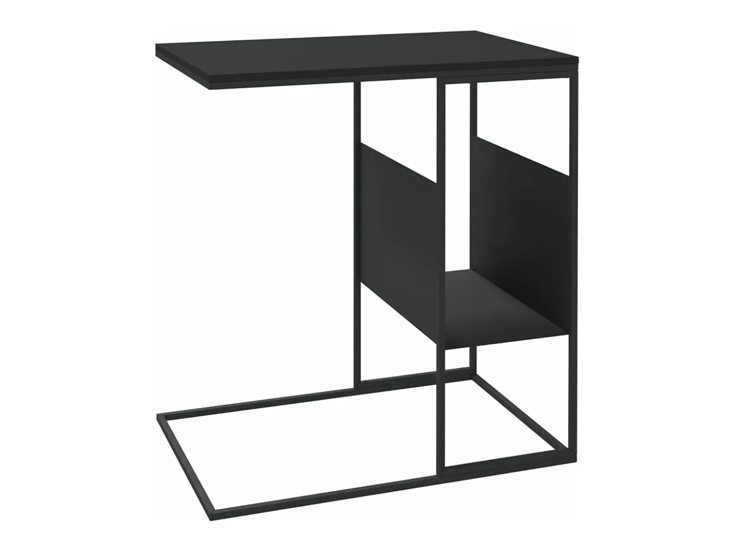 Mesa auxiliar de madera contrachapada negra 55x36x59,5 cm