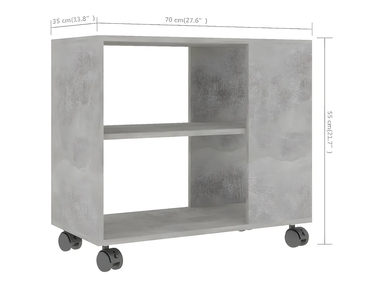 Mesa auxiliar de madera contrachapada gris hormigón 70x35x55 cm