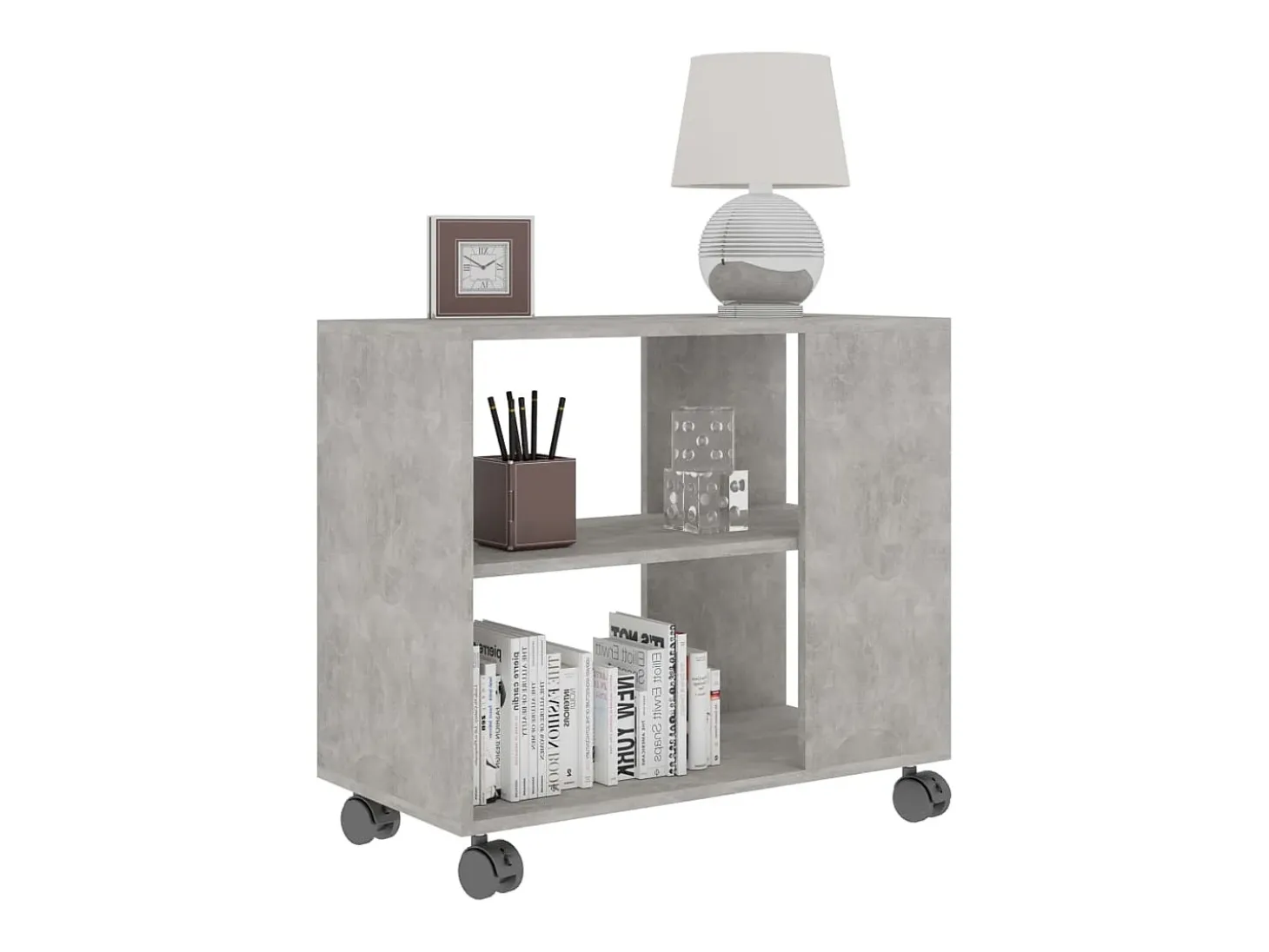 Mesa auxiliar de madera contrachapada gris hormigón 70x35x55 cm