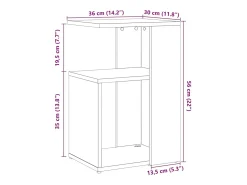 Mesa auxiliar de madera contrachapada roble artisan 36x30x56 cm