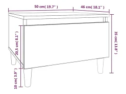 Mesa auxiliar de madera contrachapada blanco brillo 50x46x35 cm