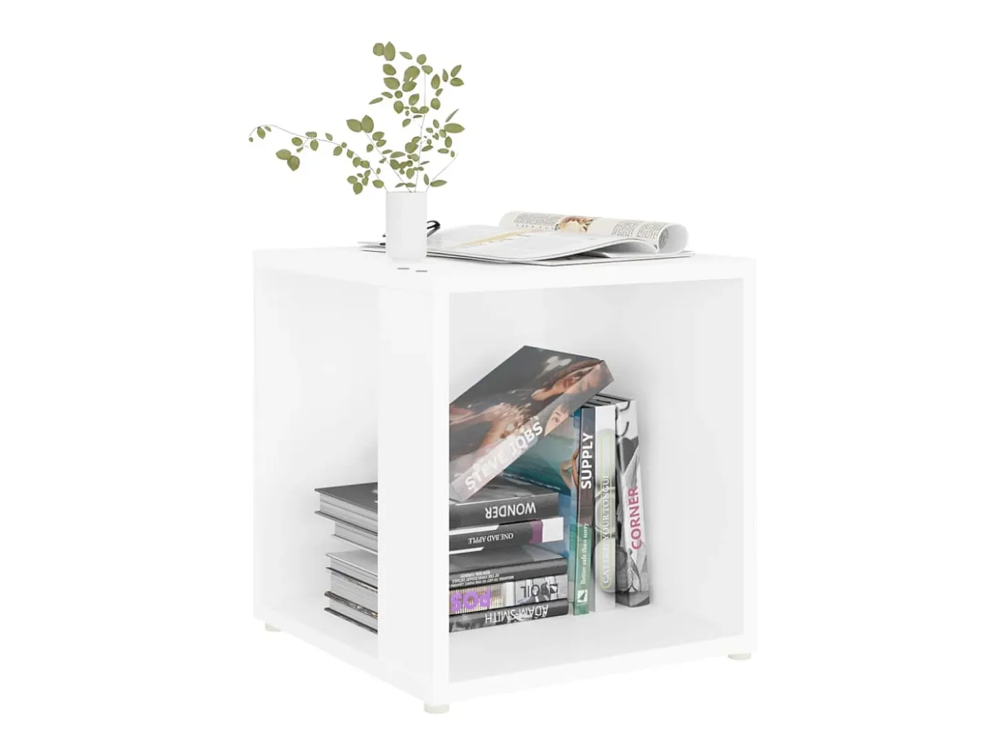 Mesa auxiliar de madera contrachapada blanco 33x33x34,5 cm ES390418