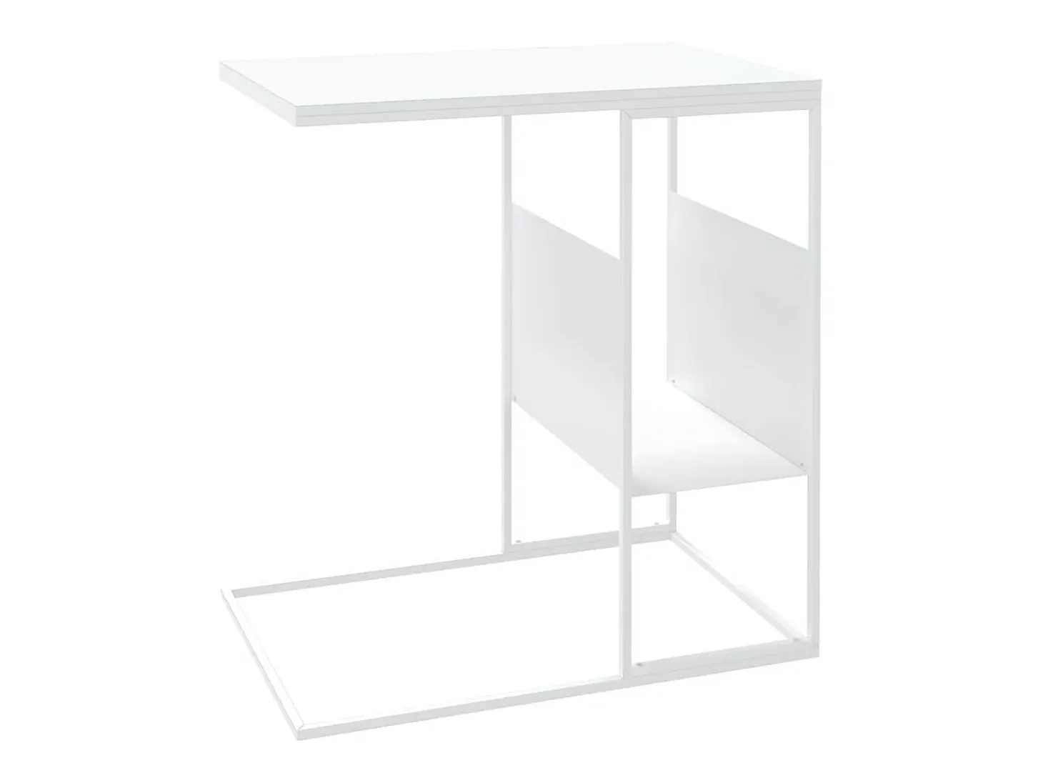 Mesa auxiliar de madera contrachapada blanco 55x36x59,5 cm