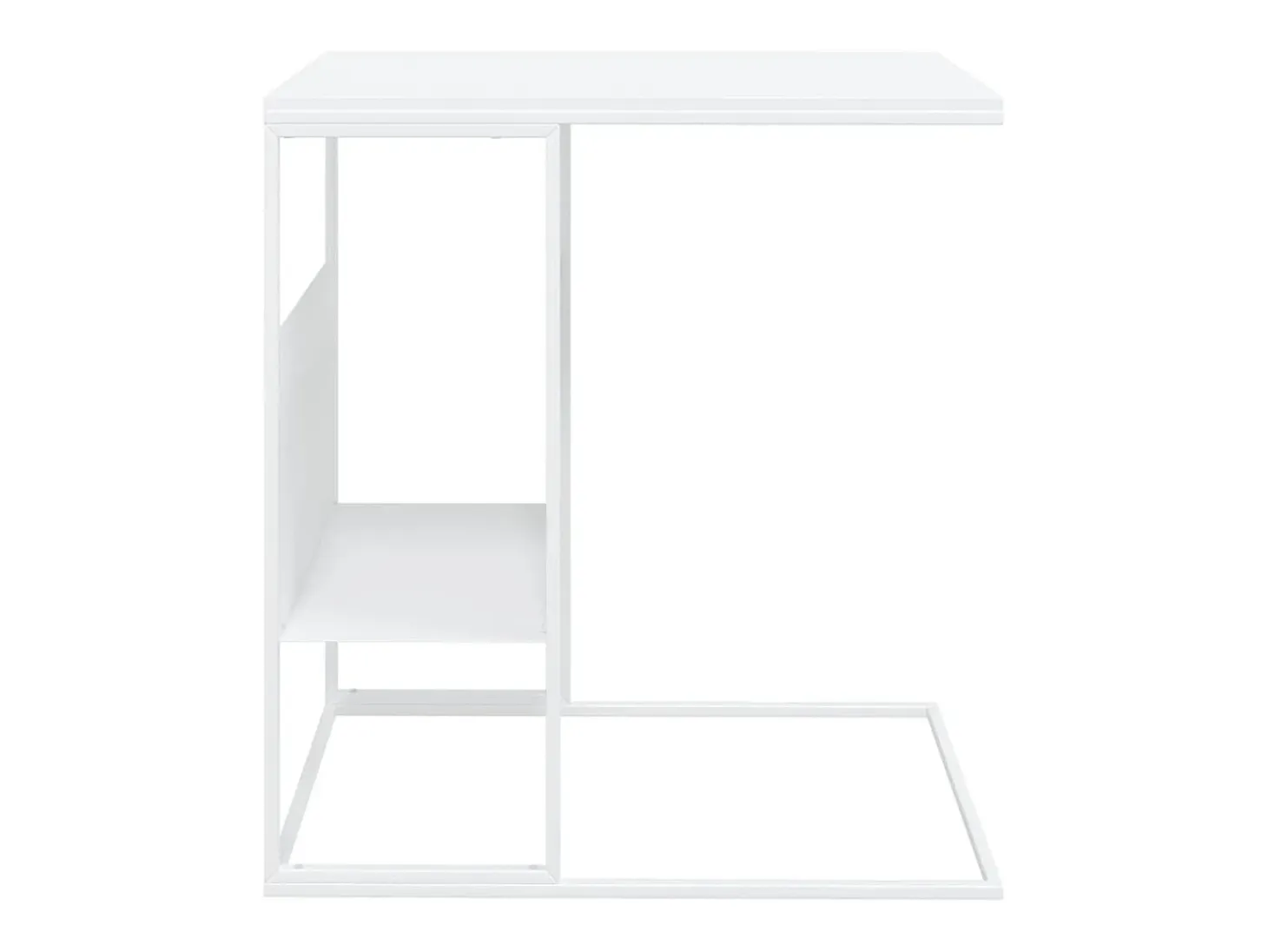 Mesa auxiliar de madera contrachapada blanco 55x36x59,5 cm
