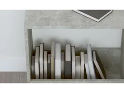 Mesa auxiliar de madera contrachapada gris hormigón 50x26x50 cm