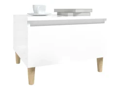 Mesa auxiliar de madera contrachapada blanco brillo 50x46x35 cm
