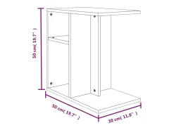 Mesa auxiliar de madera contrachapada marrón roble 50x30x50 cm
