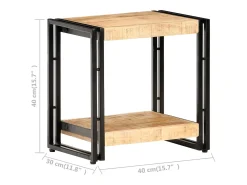 Mesa auxiliar de madera de mango rugosa 40x30x40 cm