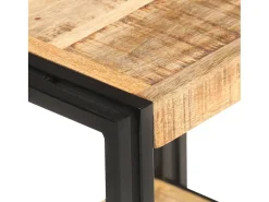 Mesa auxiliar de madera de mango rugosa 40x30x40 cm