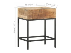 Mesa auxiliar de madera de mango maciza 40x30x50 cm