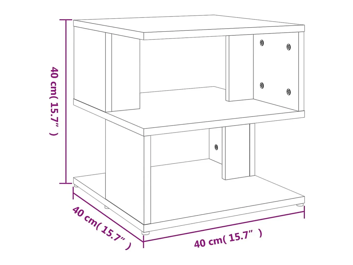 Mesa auxiliar de madera ingeniería gris hormigón 40x40x40 cm