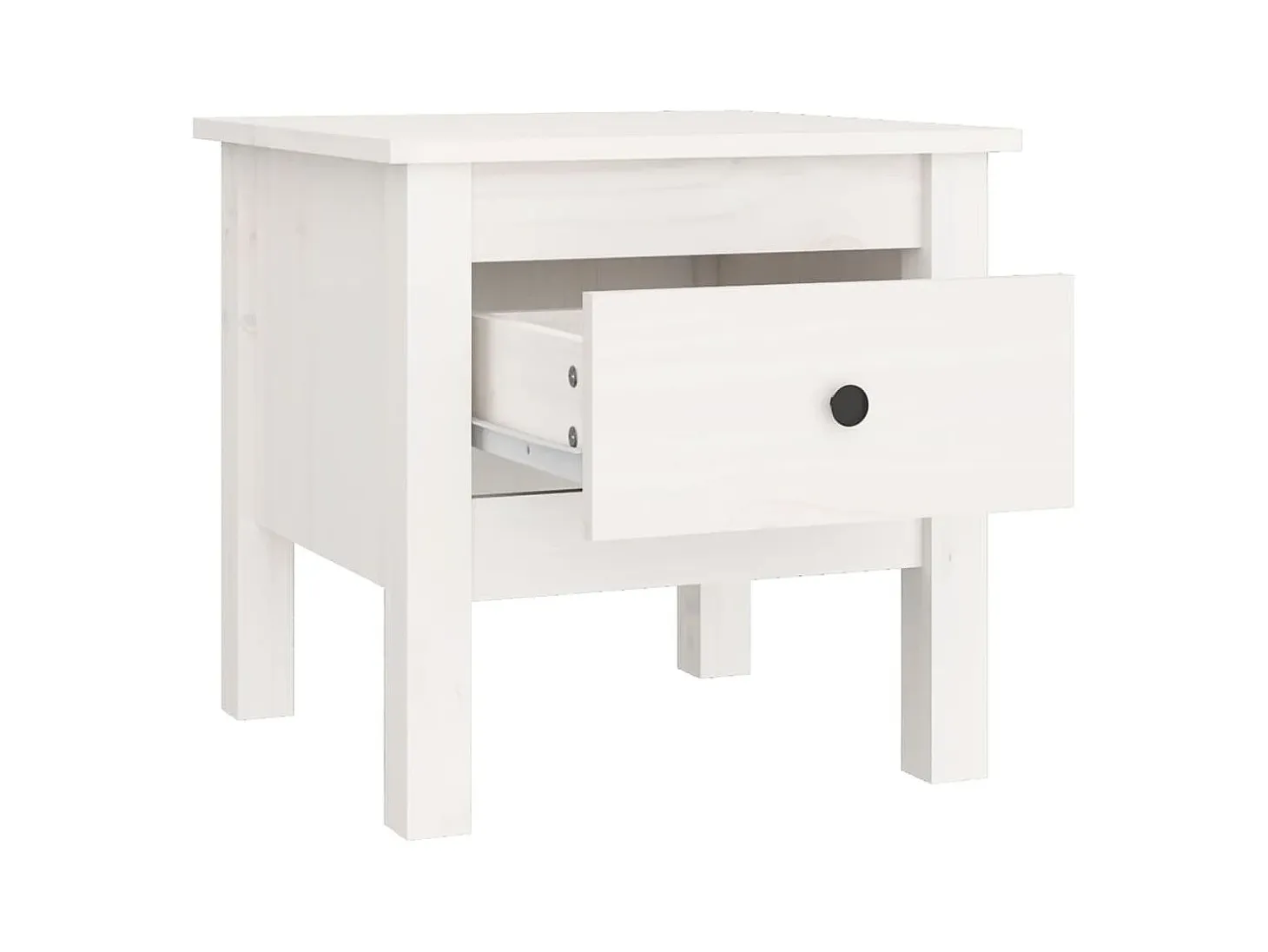 Mesa auxiliar de madera maciza de pino blanco 40x40x39 cm