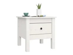 Mesa auxiliar de madera maciza de pino blanco 40x40x39 cm