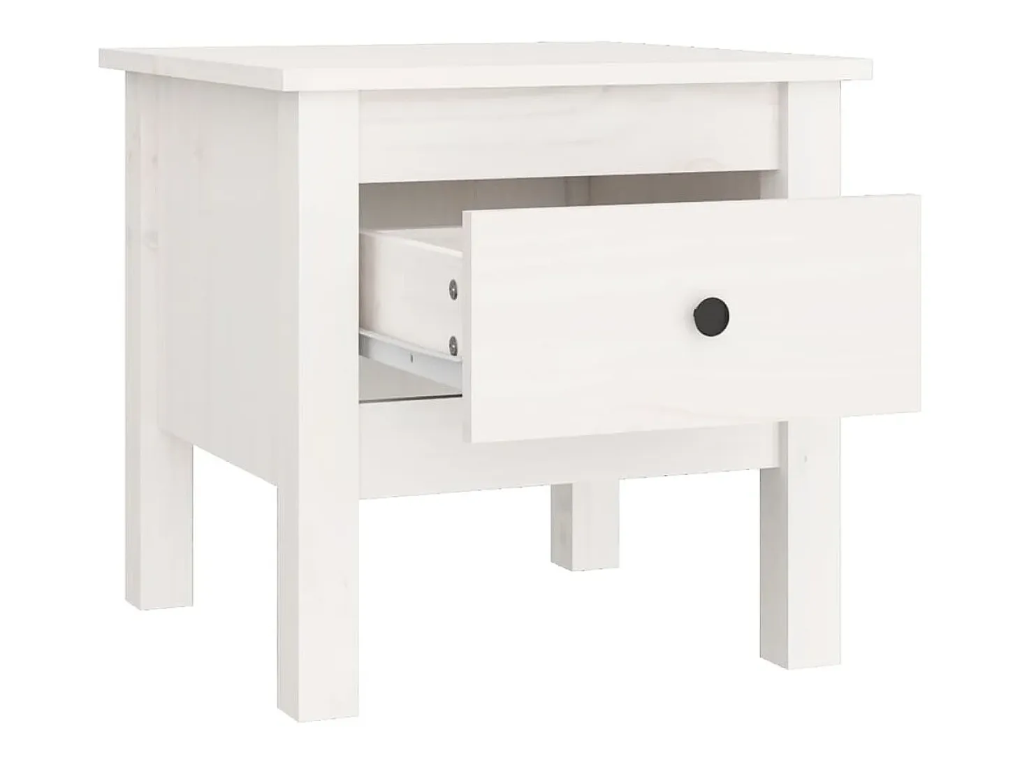 Mesa auxiliar de madera maciza de pino blanco 40x40x39 cm