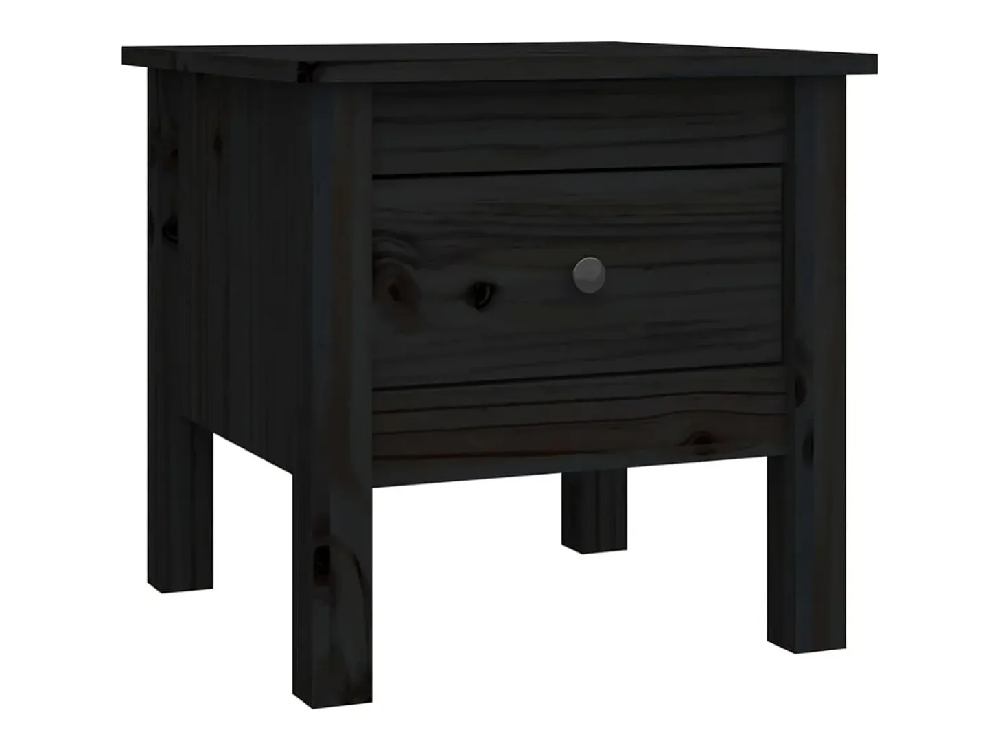 Mesa auxiliar de madera maciza de pino negro 40x40x39 cm