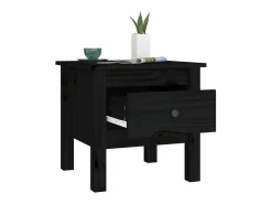 Mesa auxiliar de madera maciza de pino negro 40x40x39 cm