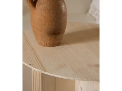 Mesa auxiliar de madera maciza en tono natural de 50x45cm - BLOOM - DECOWOOD