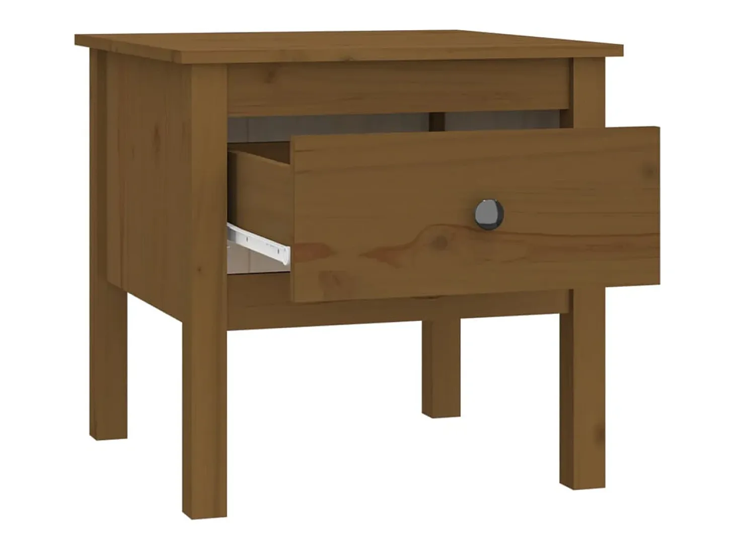 Mesa auxiliar de madera maciza de pino marrón miel 50x50x49 cm