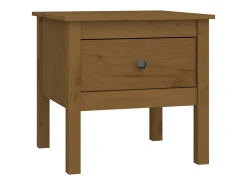 Mesa auxiliar de madera maciza de pino marrón miel 50x50x49 cm