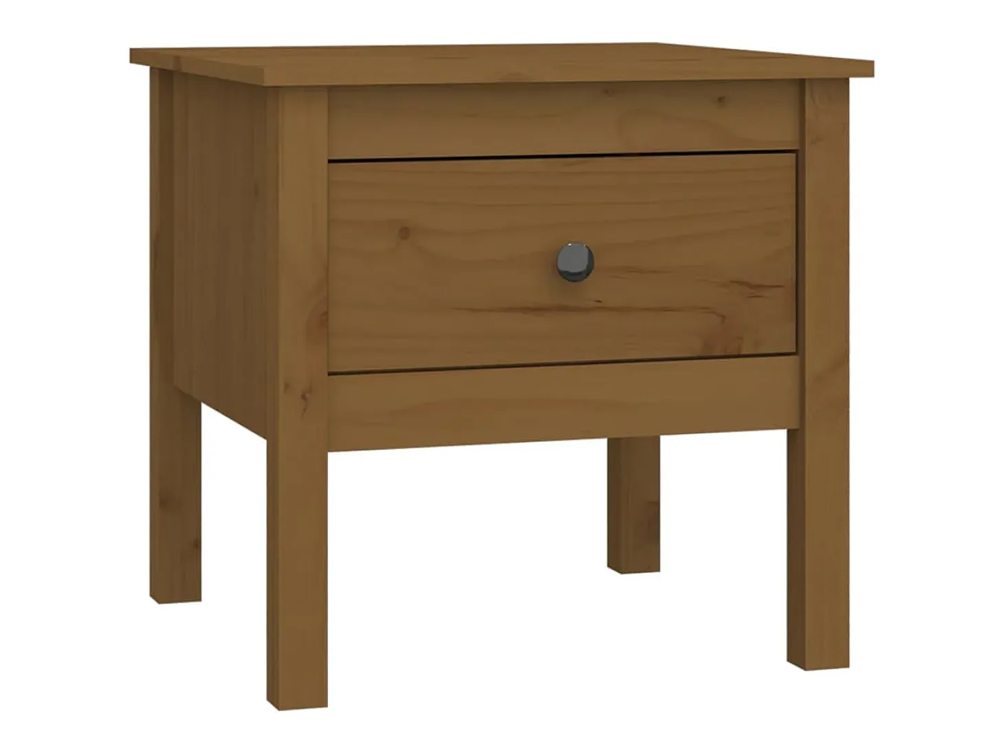 Mesa auxiliar de madera maciza de pino marrón miel 50x50x49 cm