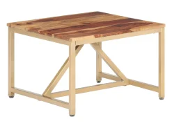 Mesa auxiliar de madera maciza 60x60x40 cm