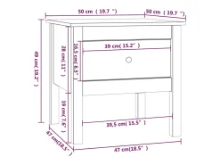 Mesa auxiliar de madera maciza de pino blanco 50x50x49 cm