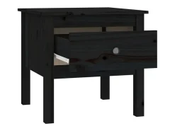 Mesa auxiliar de madera maciza de pino negro 50x50x49 cm