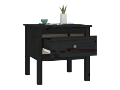 Mesa auxiliar de madera maciza de pino negro 50x50x49 cm