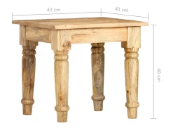 Mesa auxiliar de madera maciza de mango 43x43x40 cm
