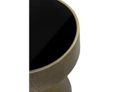 Mesa auxiliar de metal doraro y cristal negro