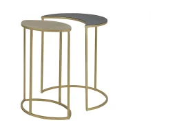 Mesa auxiliar de metal lacado negro y dorado TOSCANE