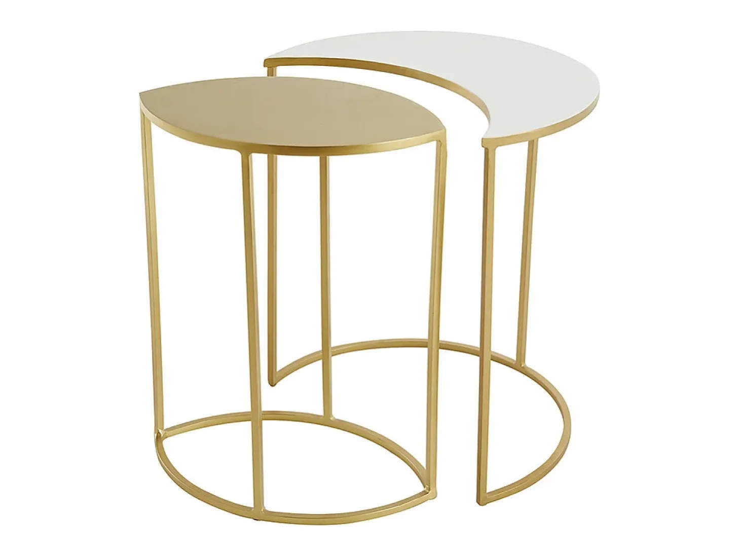 Mesa auxiliar de metal lacado blanco y dorado TOSCANE