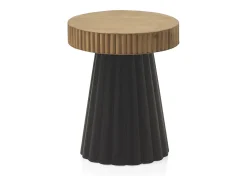 Mesa auxiliar de metal negro y madera natural