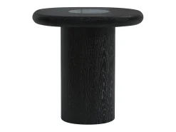 Mesa auxiliar de mármol y chapado de roble - Negro - MARSULA