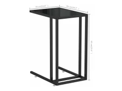 Mesa auxiliar de ordenador vidrio transparente negro 50x35x65cm