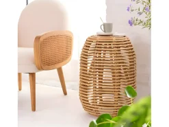 Mesa auxiliar de ratán Rattan Teïva estilo bohemio clásico y sofisticación moderna