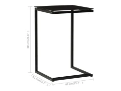 Mesa auxiliar de vidrio templado negro 40x40x60 cm