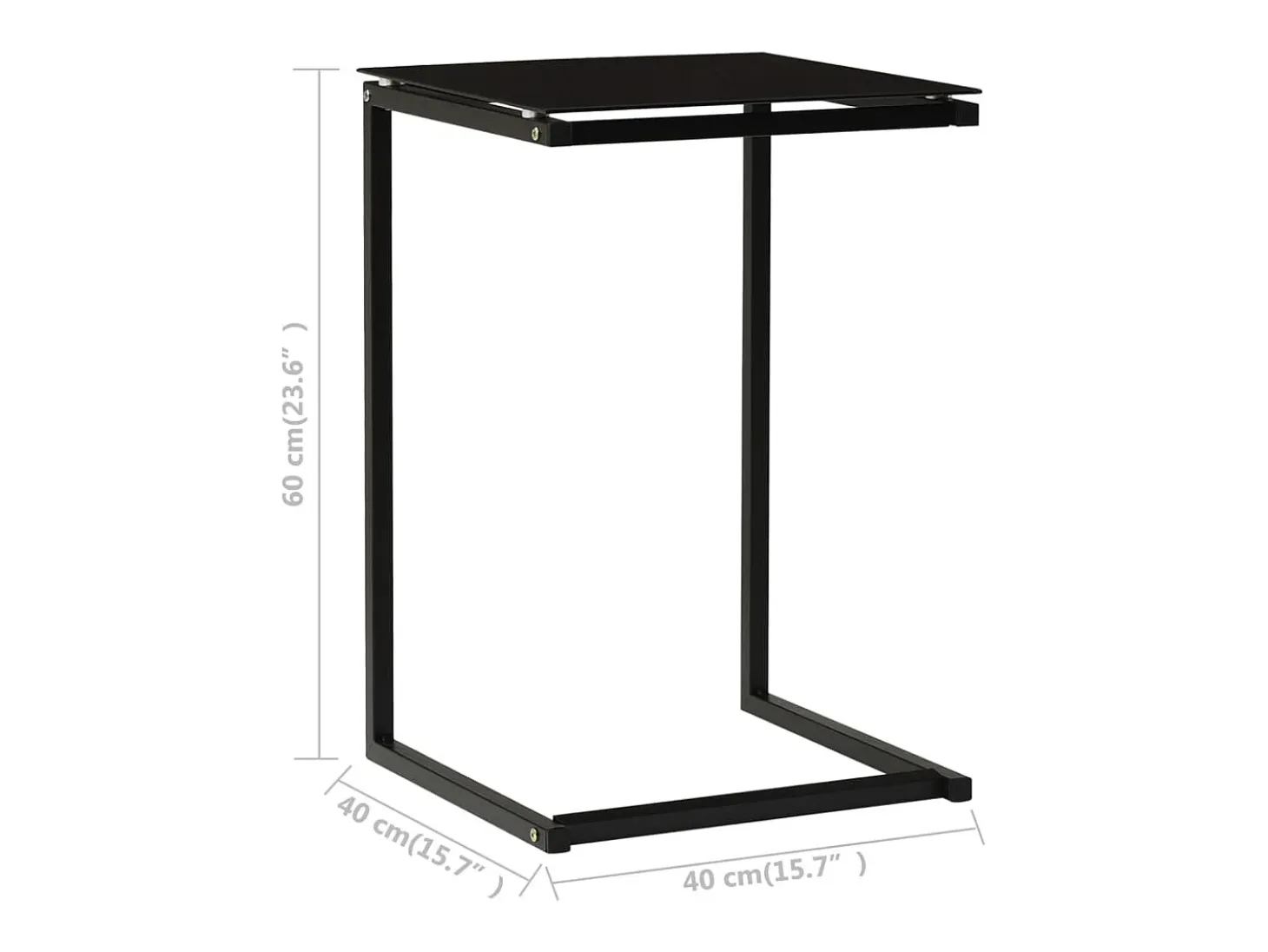 Mesa auxiliar de vidrio templado negro 40x40x60 cm