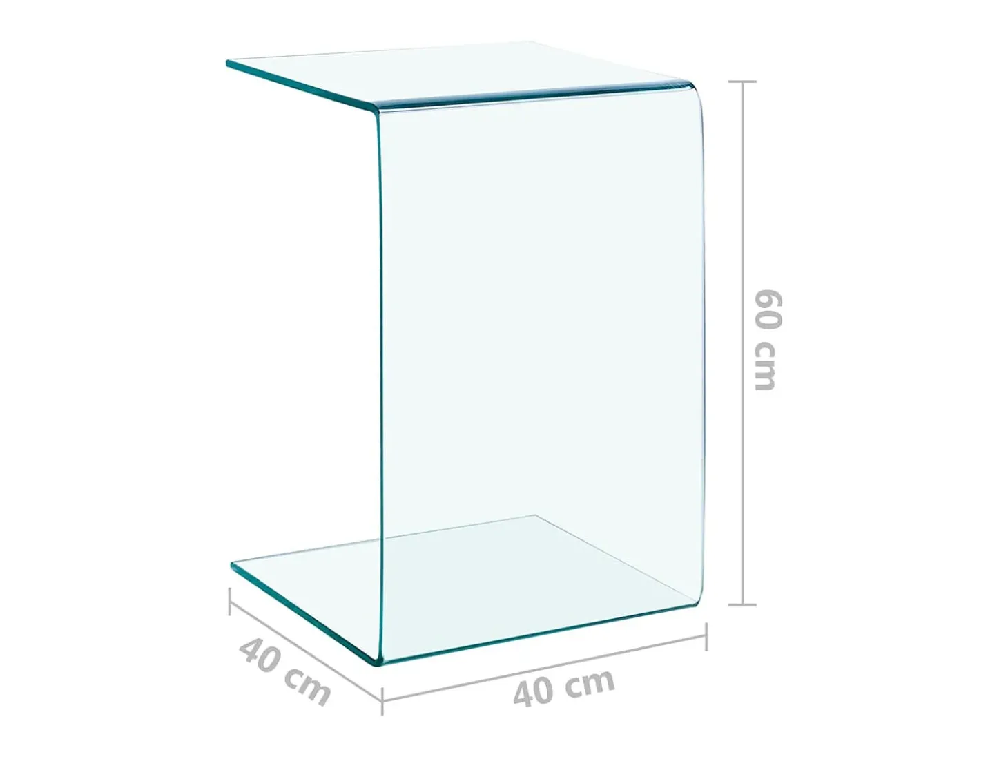 Mesa auxiliar de vidrio templado 40x40x60 cm