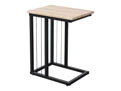 Mesa auxiliar de 50x40x30 cm con tapa de MDF en beige y estructura metálica negra Aruba