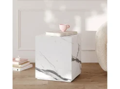 Mesa auxiliar efecto mármol blanco - Lison