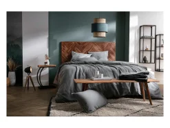 Mesa auxiliar en acacia y metal negro BREAK