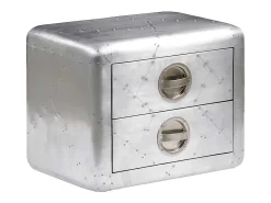 Mesa auxiliar estilo aviador con 2 cajones vintage