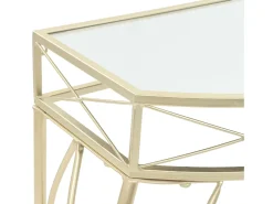 Mesa auxiliar estilo francés metal 82x39x76 cm dorada