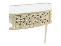 Mesa auxiliar estilo francés metal 82x39x76 cm dorada
