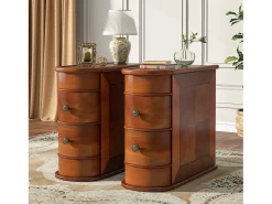 Mesa auxiliar estrecha de madera Tribesigns, 2 cajones, mesita de noche de diseño para sala de estar, mesita de noche para dormitorio, no requiere ensamblaje, nogal