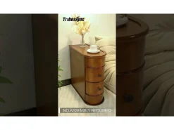 Mesa auxiliar estrecha de madera Tribesigns, 2 cajones, mesita de noche de diseño para sala de estar, mesita de noche para dormitorio, no requiere ensamblaje, nogal